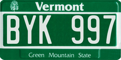 VT license plate BYK997