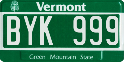 VT license plate BYK999
