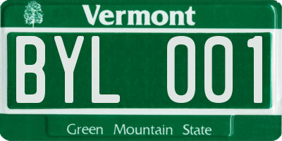 VT license plate BYL001