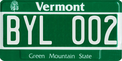 VT license plate BYL002