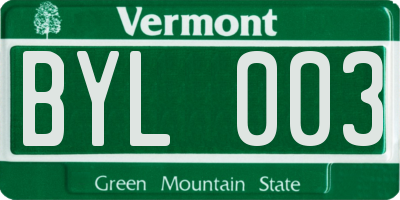 VT license plate BYL003