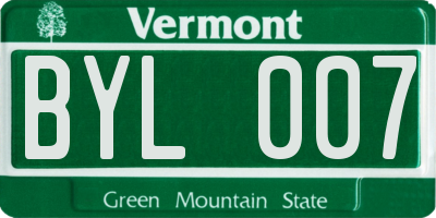 VT license plate BYL007