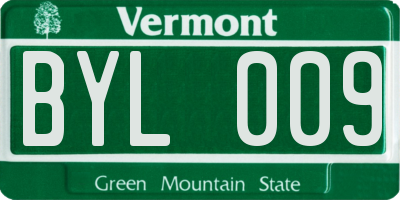 VT license plate BYL009