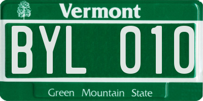VT license plate BYL010