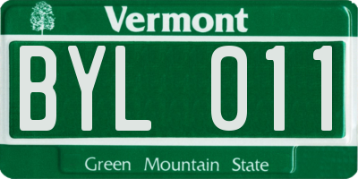 VT license plate BYL011