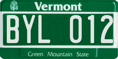 VT license plate BYL012