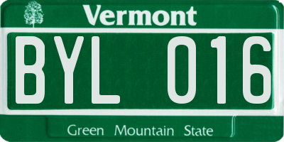 VT license plate BYL016