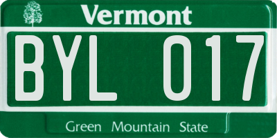 VT license plate BYL017