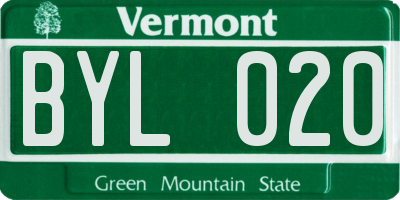 VT license plate BYL020