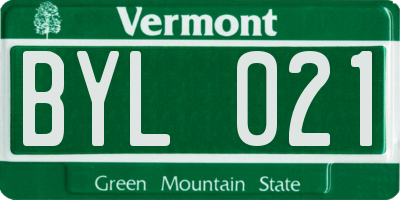 VT license plate BYL021