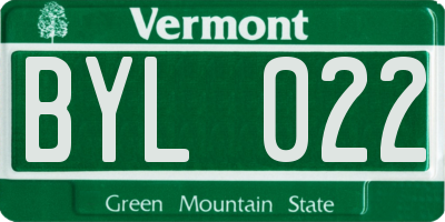 VT license plate BYL022
