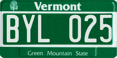 VT license plate BYL025