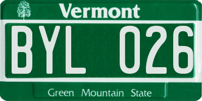 VT license plate BYL026
