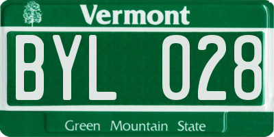 VT license plate BYL028