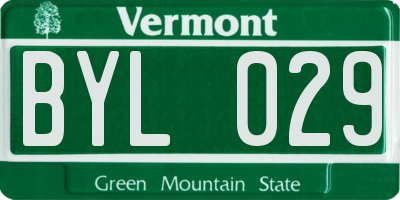 VT license plate BYL029