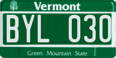 VT license plate BYL030