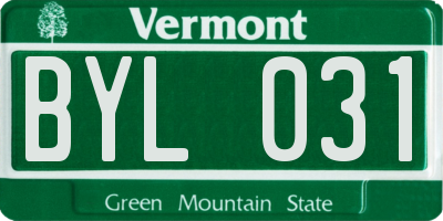 VT license plate BYL031