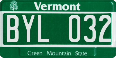 VT license plate BYL032