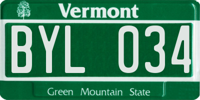 VT license plate BYL034