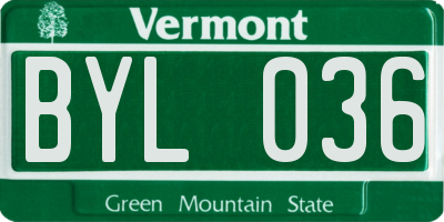 VT license plate BYL036