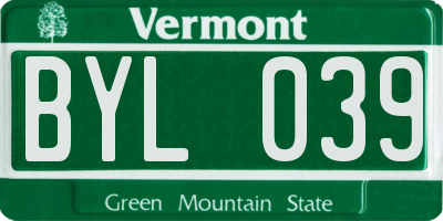 VT license plate BYL039
