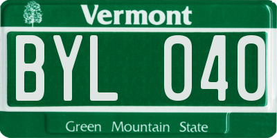 VT license plate BYL040