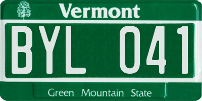 VT license plate BYL041
