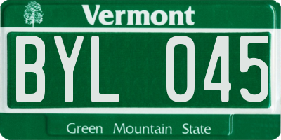 VT license plate BYL045