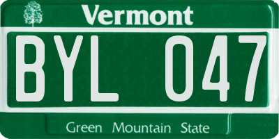 VT license plate BYL047