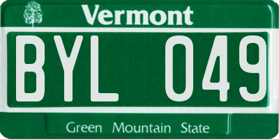 VT license plate BYL049
