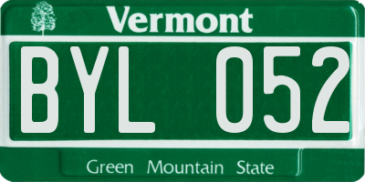 VT license plate BYL052