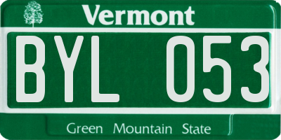 VT license plate BYL053