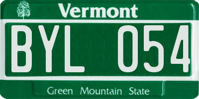 VT license plate BYL054