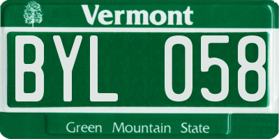 VT license plate BYL058