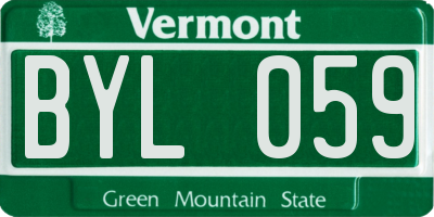 VT license plate BYL059