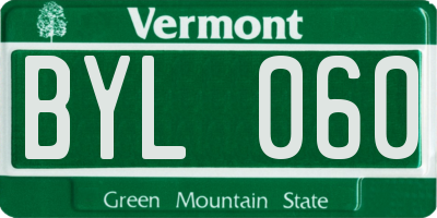 VT license plate BYL060