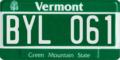 VT license plate BYL061