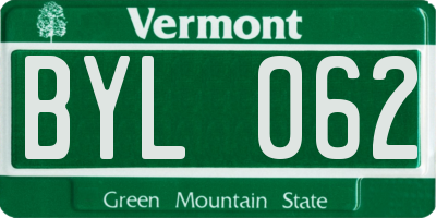 VT license plate BYL062