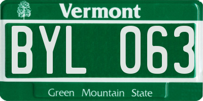 VT license plate BYL063