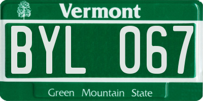 VT license plate BYL067
