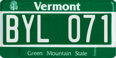 VT license plate BYL071