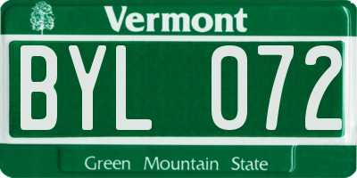 VT license plate BYL072