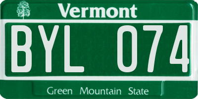 VT license plate BYL074