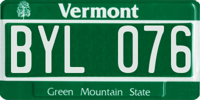 VT license plate BYL076