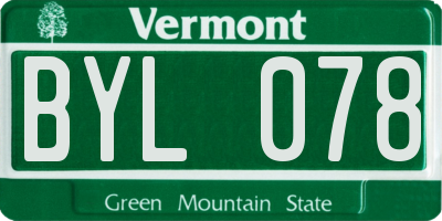 VT license plate BYL078