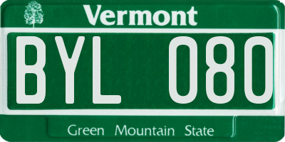 VT license plate BYL080