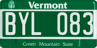 VT license plate BYL083