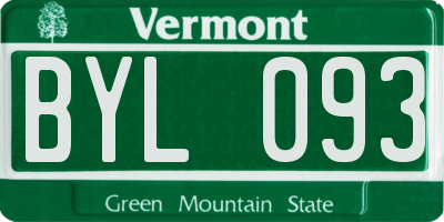 VT license plate BYL093