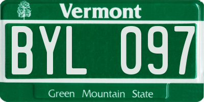 VT license plate BYL097