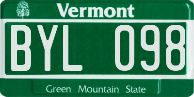 VT license plate BYL098